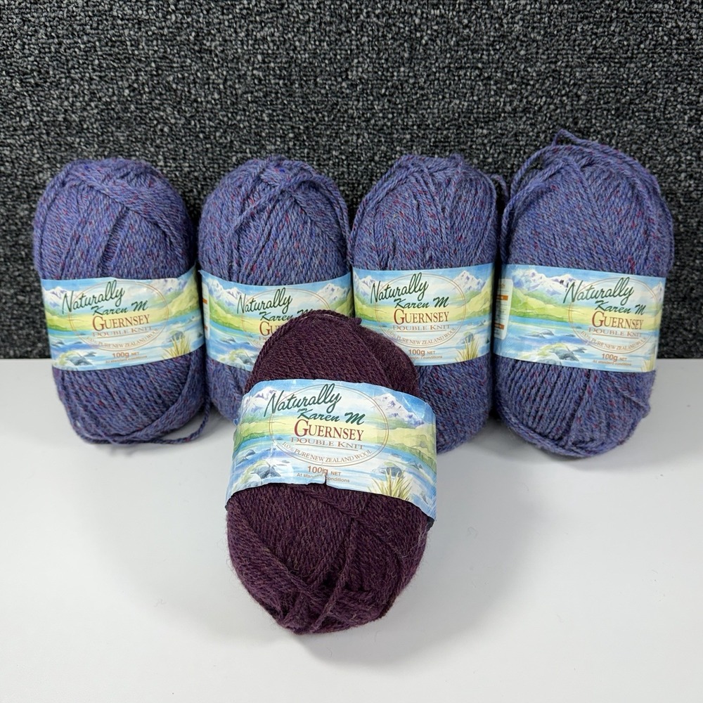 Naturally‎ Karen M Guernsey Double Knit 100% New Zealand Wool Yarn 5 Skeins 500g